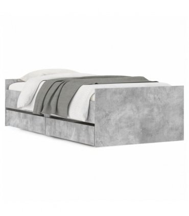 vidaXL Bed Frame without Mattress Concrete Grey 75x190 cm Small Single Small Single — Size: 75 x 190 cm — V0671976941