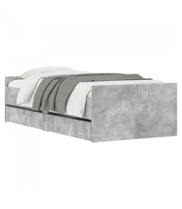 vidaXL Bed Frame without Mattress Concrete Grey 75x190 cm Small Single Small Single — Size: 75 x 190 cm — V0671976941