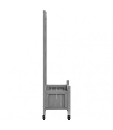 vidaXL Planter with Trellis and Wheels Grey Solid Wood Fir — Size: 55 x 29.5 x 117.5 cm, Model: with trellis & wheels