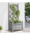 vidaXL Planter with Trellis Grey Solid Wood Fir — Size: 40 x 30 x 90 cm — V0671976945