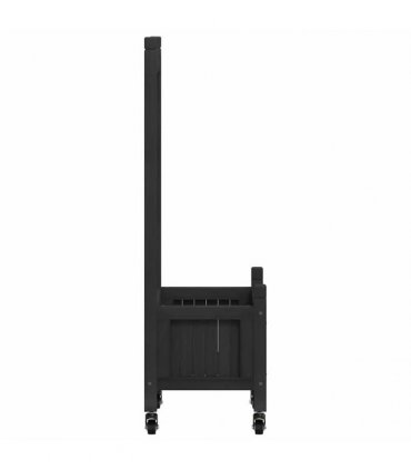 vidaXL Planter with Trellis and Wheels Black Solid Wood Fir — Size: 40 x 30 x 97.5 cm, Model: with trellis & wheels