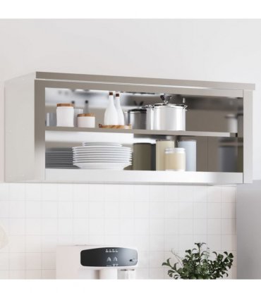 vidaXL Kitchen Wall Cabinet with Shelf Stainless Steel — Size: 110 x 40 x 46 cm