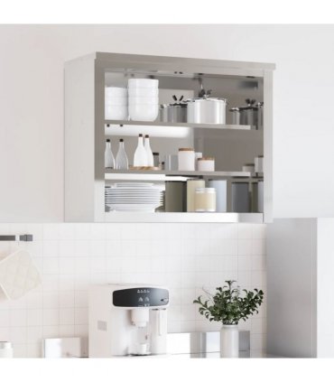 vidaXL Kitchen Wall Cabinet with Shelves Stainless Steel — Size: 92 x 40 x 75 cm