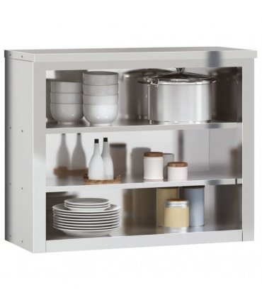 vidaXL Kitchen Wall Cabinet with Shelves Stainless Steel — Size: 92 x 40 x 75 cm
