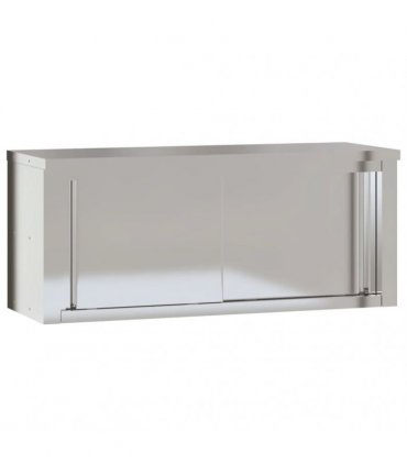 vidaXL Kitchen Wall Cabinet with Sliding Doors Stainless Steel — Size: 110 x 40 x 46 cm (with door)