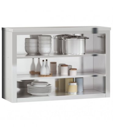 vidaXL Kitchen Wall Cabinet with Shelves Stainless Steel — Size: 110 x 40 x 75 cm
