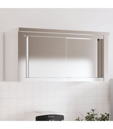vidaXL Kitchen Wall Cabinet with Sliding Doors Stainless Steel — Size: 92 x 40 x 46 cm (with door)