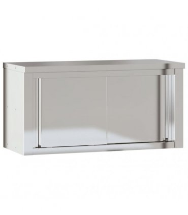 vidaXL Kitchen Wall Cabinet with Sliding Doors Stainless Steel — Size: 92 x 40 x 46 cm (with door)