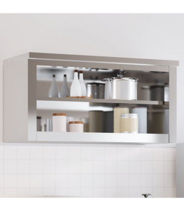 vidaXL Kitchen Wall Cabinet with Shelf Stainless Steel — Size: 92 x 40 x 46 cm