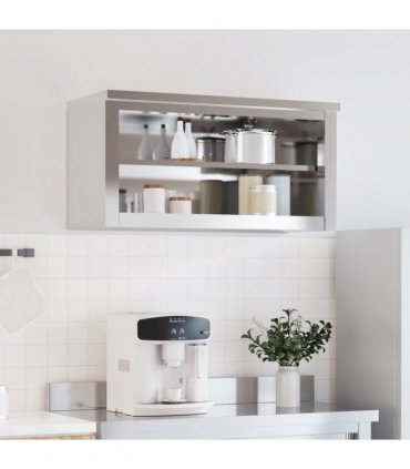 vidaXL Kitchen Wall Cabinet with Shelf Stainless Steel — Size: 92 x 40 x 46 cm