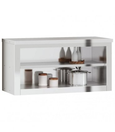 vidaXL Kitchen Wall Cabinet with Shelf Stainless Steel — Size: 92 x 40 x 46 cm