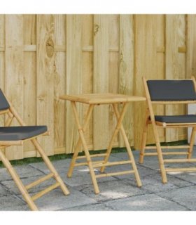 vidaXL Garden Table | Natural Bamboo | Bamboo | Small | Foldable — Size: 55 x 55 x 75 cm