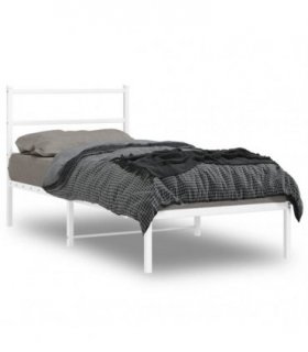 vidaXL Metal Bed Frame without Mattress with Headboard White 90x190cm — Size: 90 x 190 cm — V0671977027