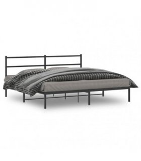 vidaXL Metal Bed Frame without Mattress with Headboard Black 180x200cm — Size: 180 x 200 cm — V0671977032