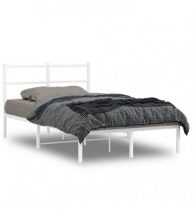 vidaXL Metal Bed Frame without Mattress with Headboard White 120x190cm — Size: 120 x 190 cm — V0671977085