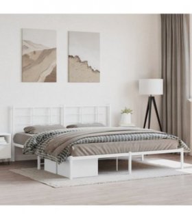 vidaXL Metal Bed Frame without Mattress with Headboard White 180x200cm — Size: 180 x 200 cm — V0671977118