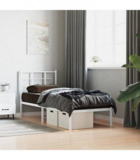 vidaXL Metal Bed Frame without Mattress with Headboard White 75x190cm — Size: 75 x 190 cm — V0671977121
