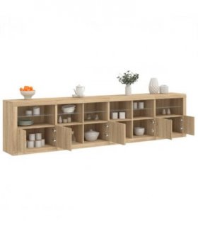 vidaXL Sideboard with LED Lights Sonoma Oak 283x37x67 cm
