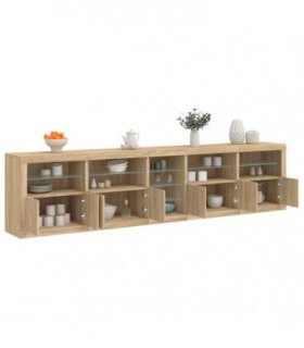 vidaXL Sideboard with LED Lights Sonoma Oak 283x37x67 cm — V0671977439