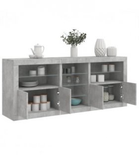 vidaXL Sideboard with LED Lights Concrete Grey 162x37x67 cm — V0671977444