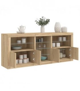 vidaXL Sideboard with LED Lights Sonoma Oak 162x37x67 cm — V0671977451