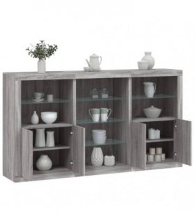 vidaXL Sideboard with LED Lights Grey Sonoma 181.5x37x100 cm — V0671977553