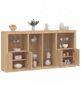 vidaXL Sideboard with LED Lights Sonoma Oak 202x37x100 cm