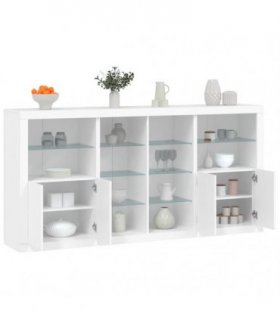 vidaXL Sideboard with LED Lights White 202x37x100 cm