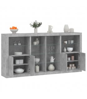 vidaXL Sideboard with LED Lights Concrete Grey 202x37x100 cm