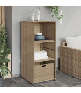 vidaXL Garden Storage Cabinet Beige 50x55x115 cm Poly Rattan