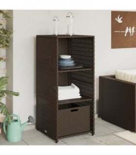 vidaXL Garden Storage Cabinet Brown 50x55x115 cm Poly Rattan