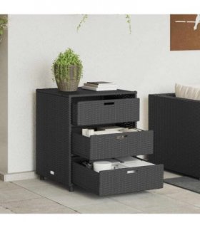 vidaXL Garden Storage Cabinet Black 55x59x69 cm Poly Rattan — Size: 55 x 59 x 69 cm
