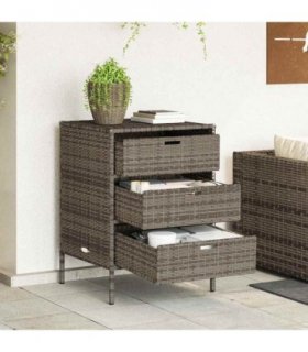 vidaXL Garden Storage Cabinet Grey 55x59x80 cm Poly Rattan — Size: 55 x 59 x 80 cm
