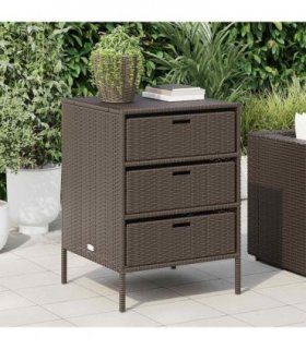 vidaXL Garden Storage Cabinet Brown 55x59x80 cm Poly Rattan — Size: 55 x 59 x 80 cm