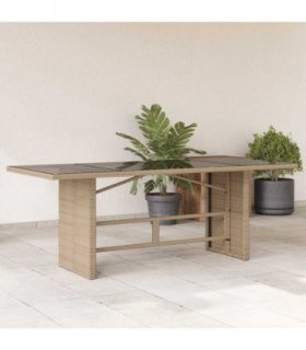 vidaXL Garden Table | Beige | PE rattan | 190 cm long, 80 cm wide, 75 cm high
