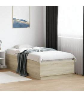 vidaXL Bed Frame with LED without Mattress Sonoma Oak 75x190 cm Small Single — Size: 75 x 190 cm
