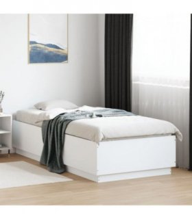 vidaXL Bed Frame with LED without Mattress White 90x200 cm — Size: 90 x 200 cm