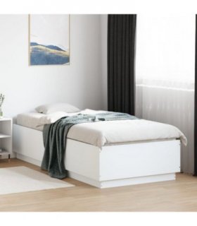 vidaXL Bed Frame with LED without Mattress White 100x200 cm — Size: 100 x 200 cm