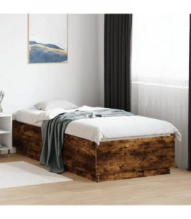 vidaXL Bed Frame without Mattress Smoked Oak 90x200 cm — Size: 90 x 200 cm — V0671977870
