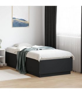 vidaXL Bed Frame without Mattress Black 75x190 cm Small Single — Size: 75 x 190 cm
