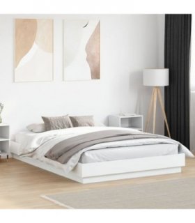 vidaXL Bed Frame with LED without Mattress White 150x200 cm King Size — Size: 150 x 200 cm — V0671977921