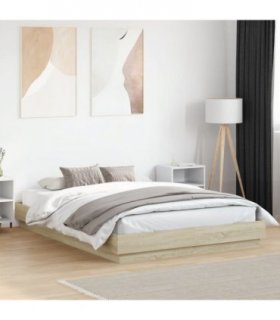 vidaXL Bed Frame without Mattress Sonoma Oak 150x200 cm King Size — Size: 150 x 200 cm