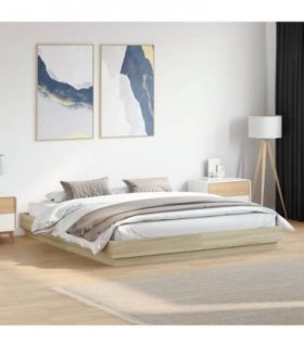 vidaXL Bed Frame without Mattress Sonoma Oak 180x200 cm Super King — Size: 180 x 200 cm