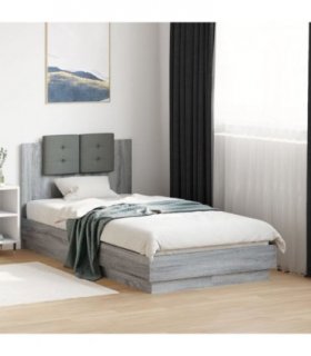vidaXL Bed Frame without Mattress Grey Sonoma 75x190 cm Small Single — Size: 75 x 190 cm — V0671977959