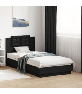 vidaXL Bed Frame without Mattress Black 90x190 cm Single — Size: 90 x 190 cm — V0671977966
