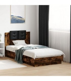 vidaXL Bed Frame without Mattress Smoked Oak 75x190 cm Small Single — Size: 75 x 190 cm — V0671977997