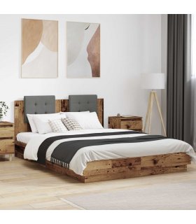 vidaXL Bed Frame with Headboard Old Wood 120 x 200 cm Engineered Wood — V0671978082