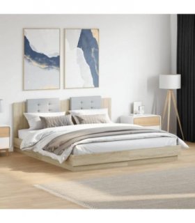 vidaXL Bed Frame | Sonoma oak | Engineered wood, Plywood | Super King — Size: 180 x 200 cm