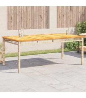 vidaXL Garden Table Beige 180x90x75 cm Poly Rattan Acacia Wood — Colour: beige and brown, Size: 180 x 90 x 75 cm