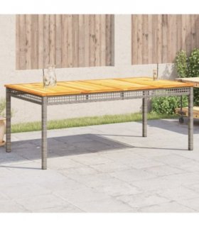 vidaXL Garden Table Grey 180x90x75 cm Poly Rattan Acacia Wood — Colour: grey and brown, Size: 180 x 90 x 75 cm